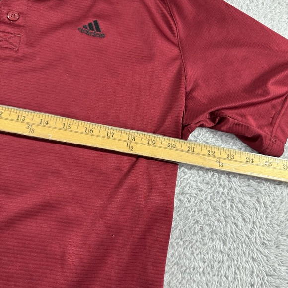 Adidas Performance Polo Shirt‎ Mens Medium Burgundy Red Collar Embroidered Logo - Picture 7 of 9